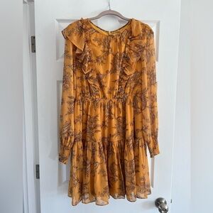 Rachel Parcell Mustard Floral Tiered Dress